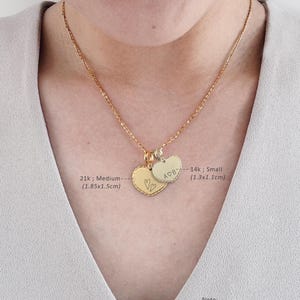 14K Solid Gold Heart Tag 21K Initial Heart Pendant Personalised Monogram Necklace 21K Gold Heart Pendant For Girlfriend Valentine&#39;s Gift