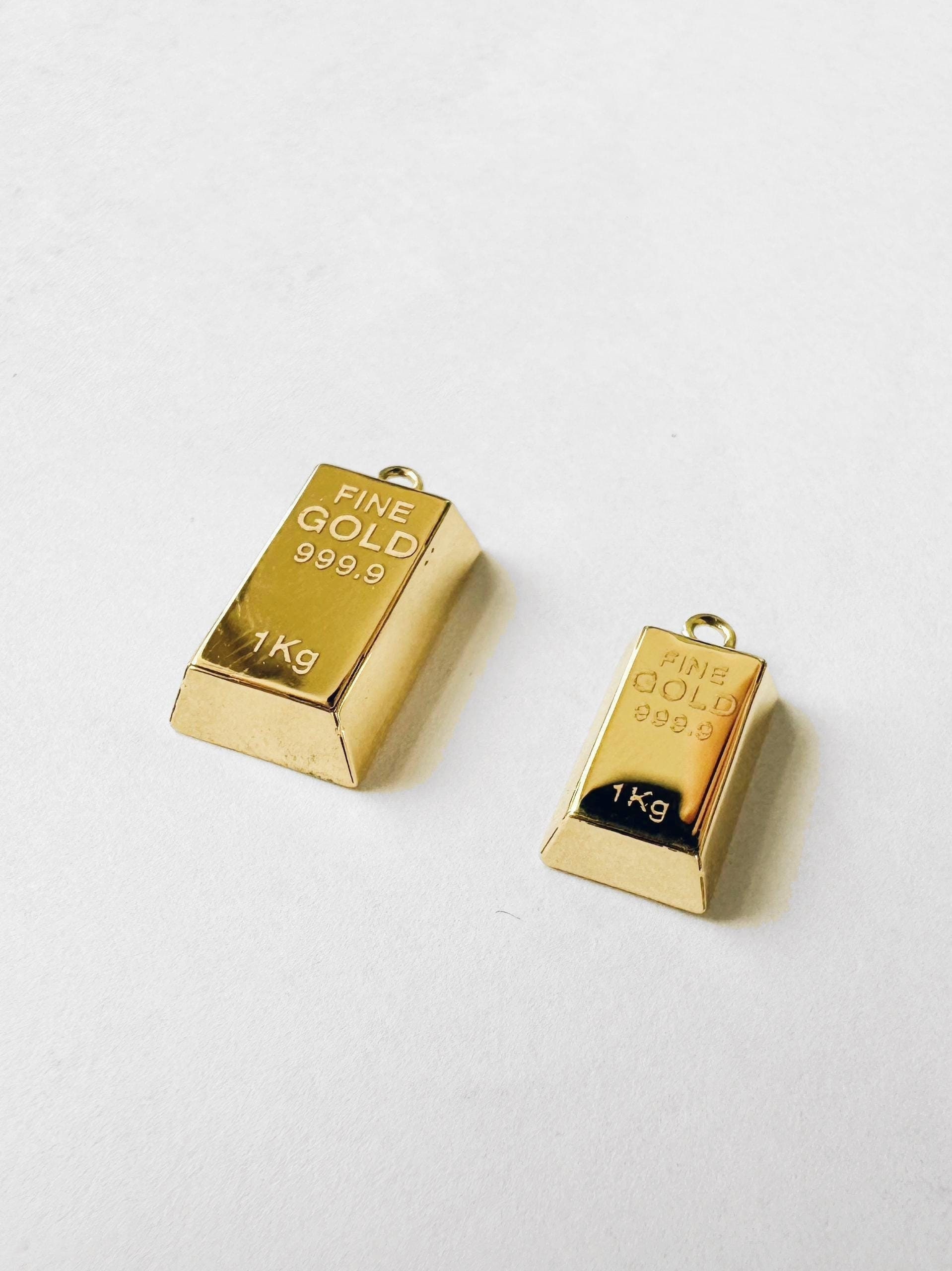 21K Gold Bar Pendant: 3D Bullion Necklace - Etsy