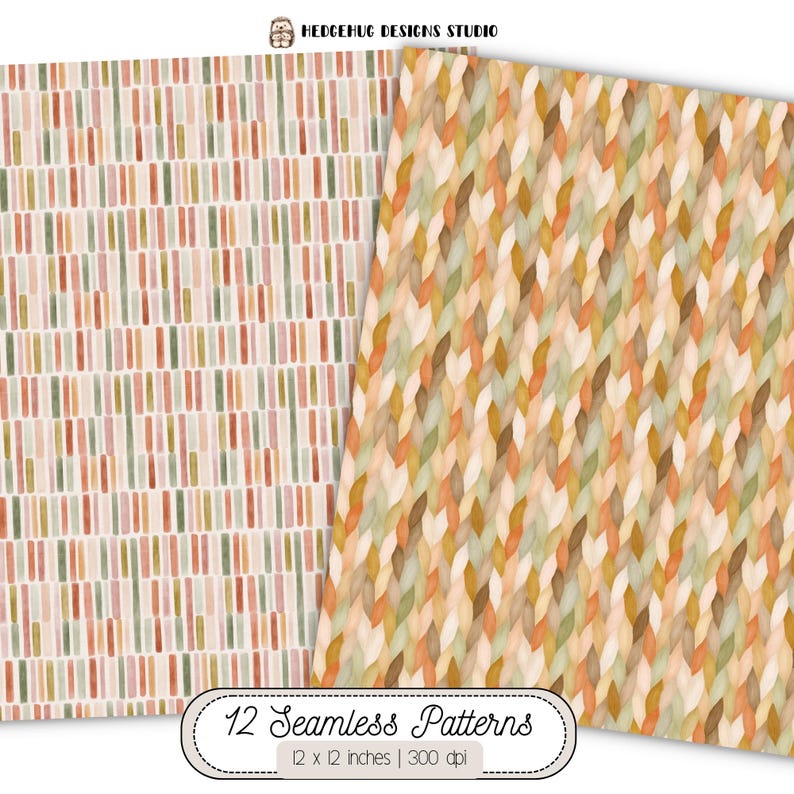 Boho Fall Colors Digital Papers Pack, Cozy Autumn Watercolor Seamless ...