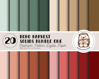 Paquete de papeles digitales de colores sólidos de otoño: fondos para scrapbooking en tonos tierra (descarga digital)