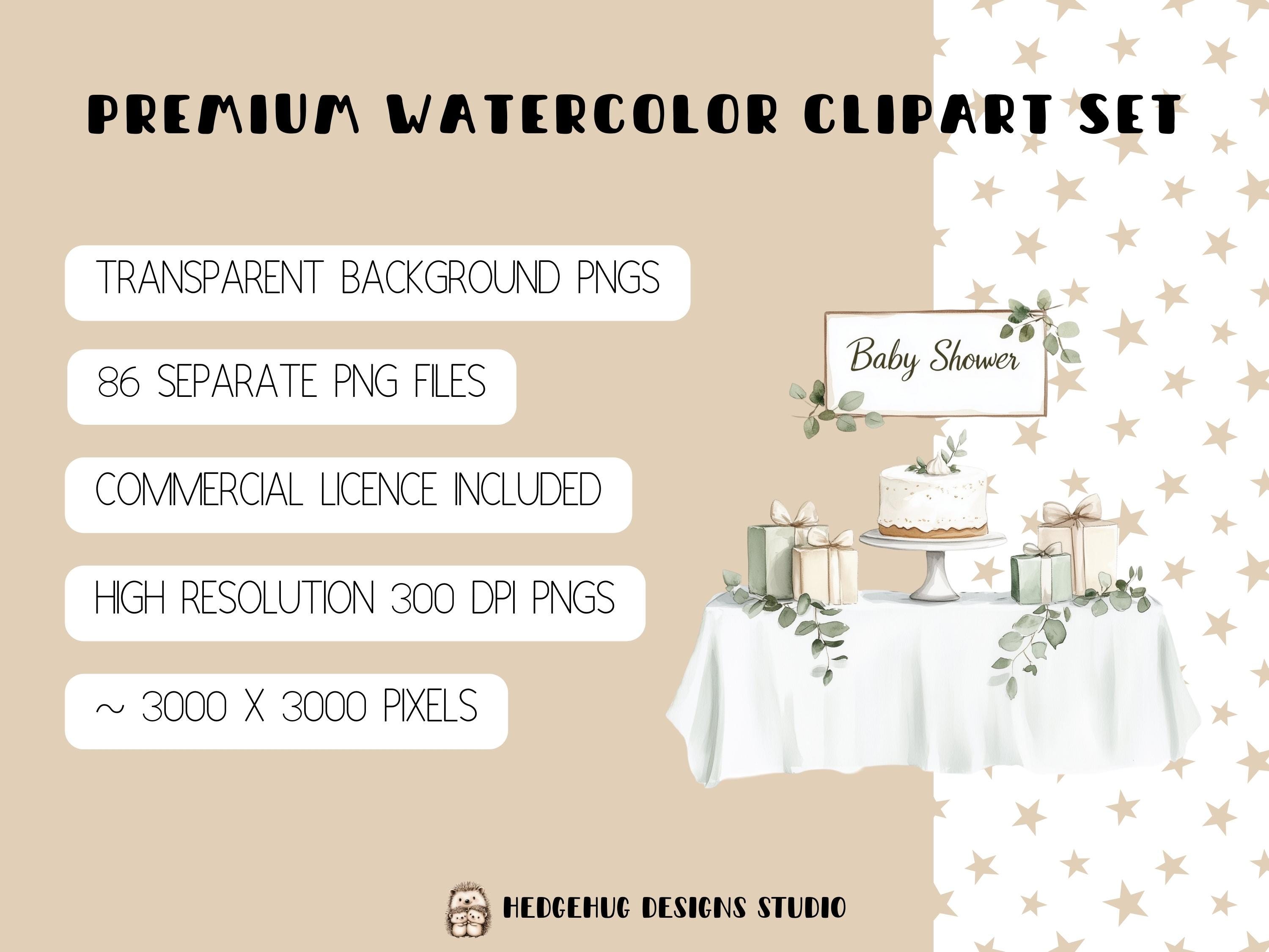 Neutral Boho Baby Shower Clipart, Watercolor Baby Clip Art, Gender ...