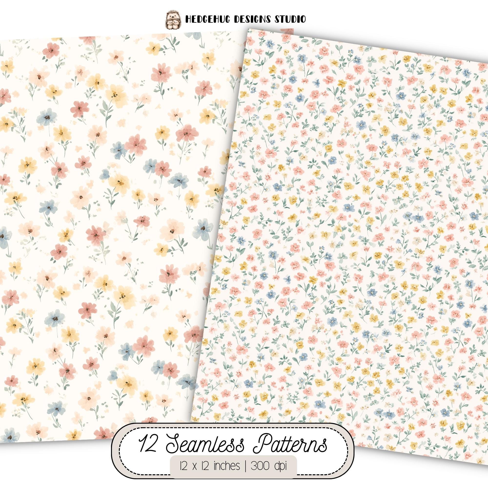Pastel Ditsy Floral Seamless Digital Paper – Cream Cottagecore ...