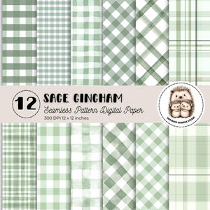 Papel digital de cuadros vichy salvia con acuarela, estampado de cuadros verdes sin costuras, textura de fondo de cuadros de acuarela, álbum de recortes vintage cottagecore