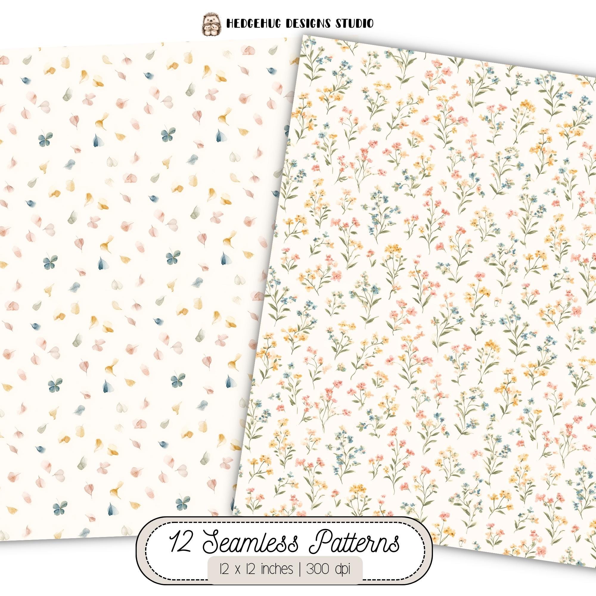 Pastel Ditsy Floral Seamless Digital Paper – Cream Cottagecore ...