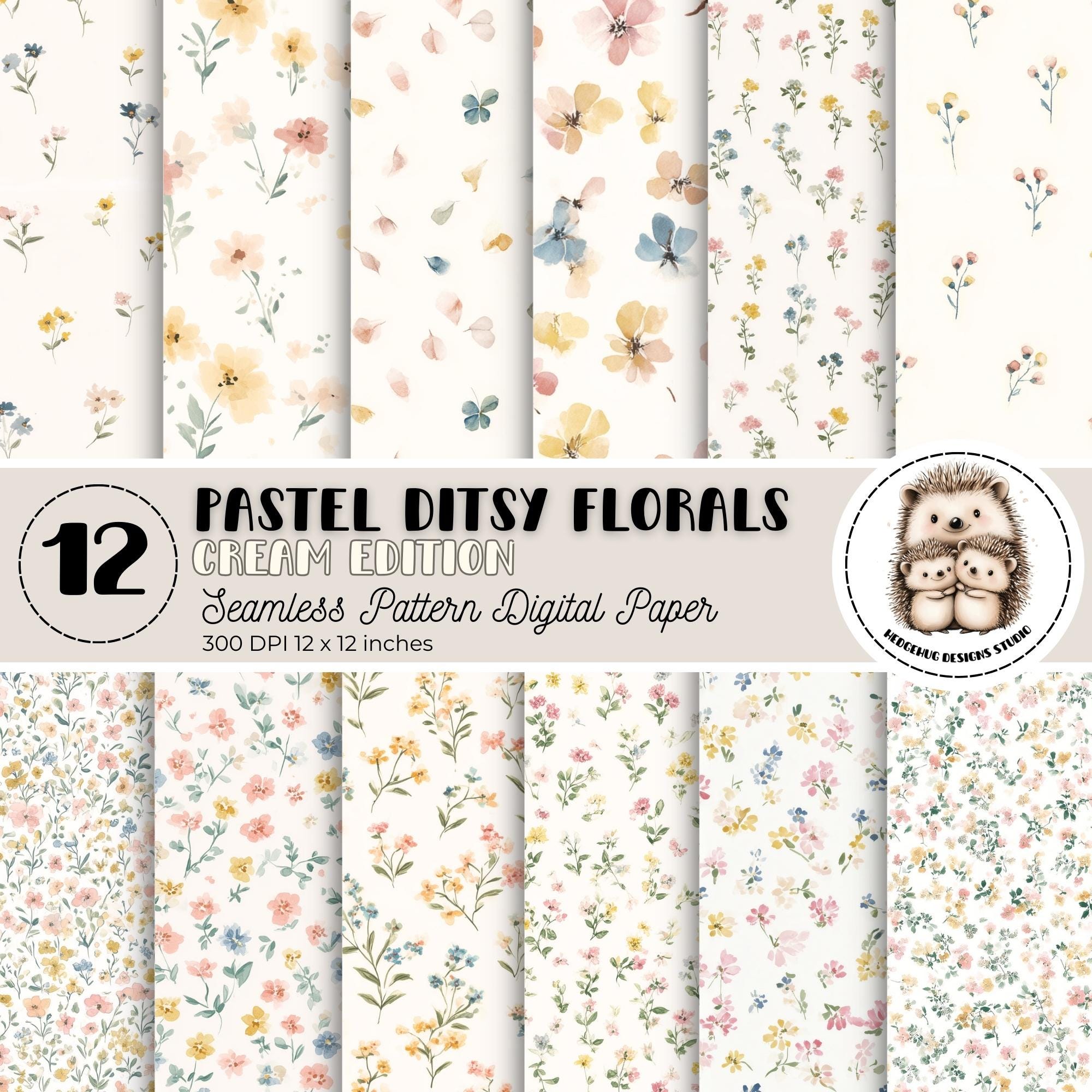 Pastel Ditsy Floral Seamless Digital Paper – Cream Cottagecore ...