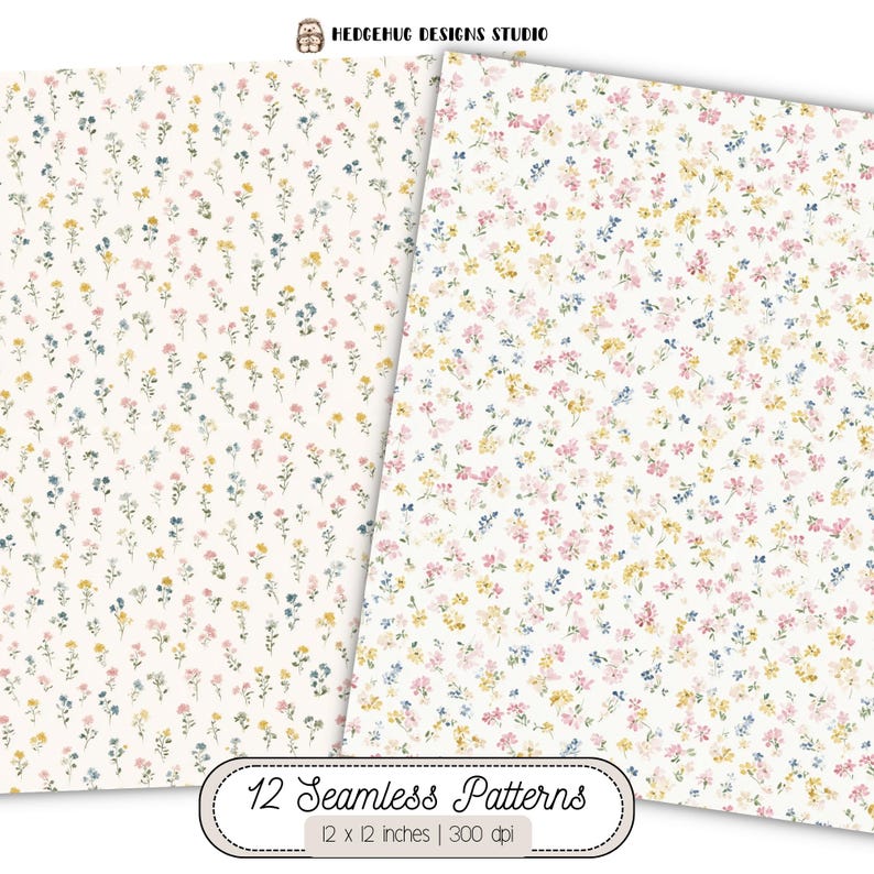 Pastel Ditsy Floral Seamless Digital Paper – Cream Cottagecore ...