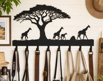 3 Styles Options African Safari Animal Metal Hook Rack, Wildlife Wall‑Mounted Coat Hanger, Entryway Key Holder, Housewarming Gift