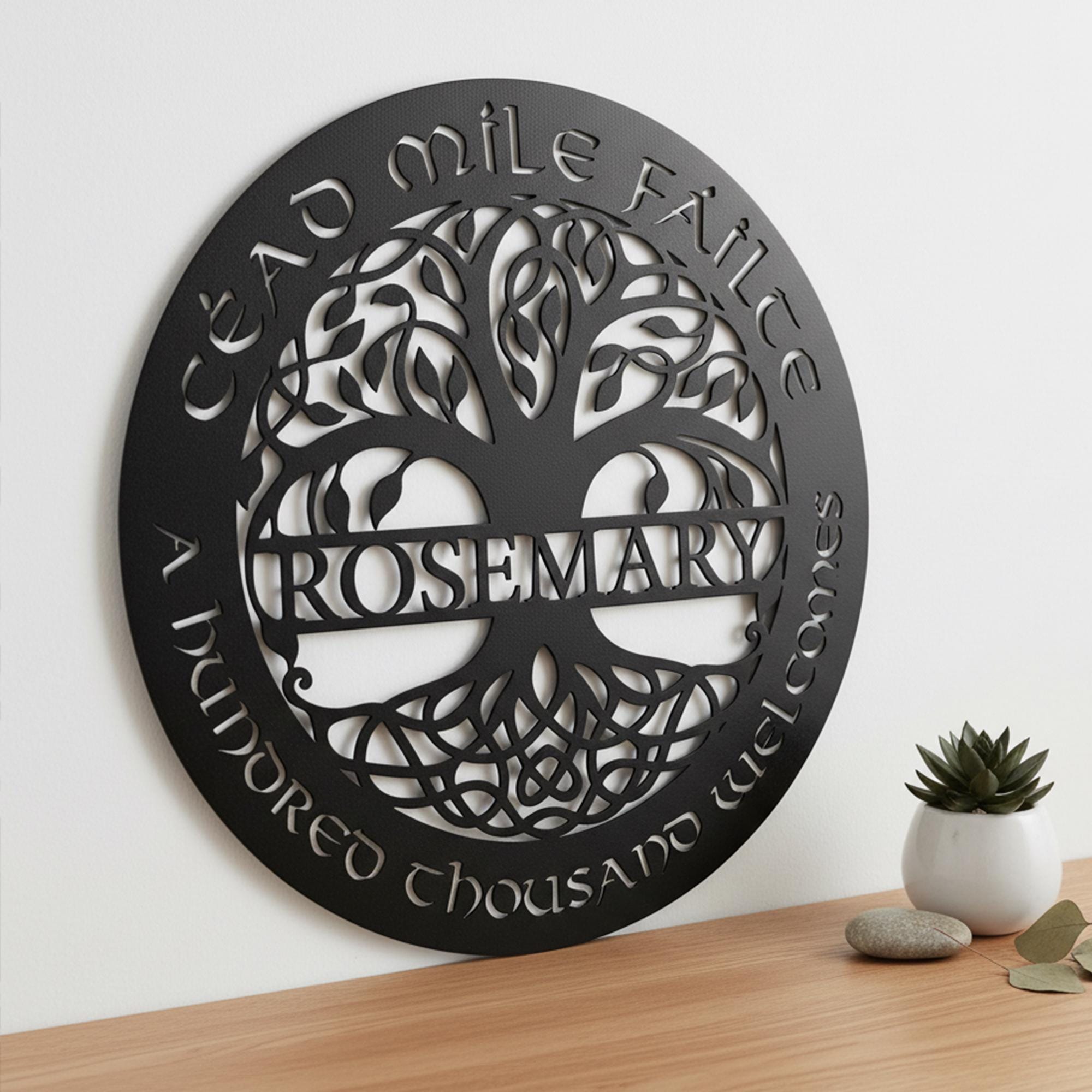 Custom Irish Celtic Tree Metal Sign, Personalized Name & Céad Míle ...