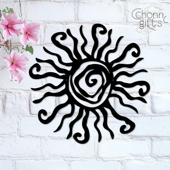 Custom Wacky Sun Metal Sign, Whimsical Spiral Sun Wall Art, Hippie