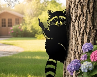 Custom Funny Raccoon Metal Sign, Middle Finger Raccoon Decor, Offensive Humor Gift, Rude Humor Art, Durable Outdoor Man Cave Metal Accent