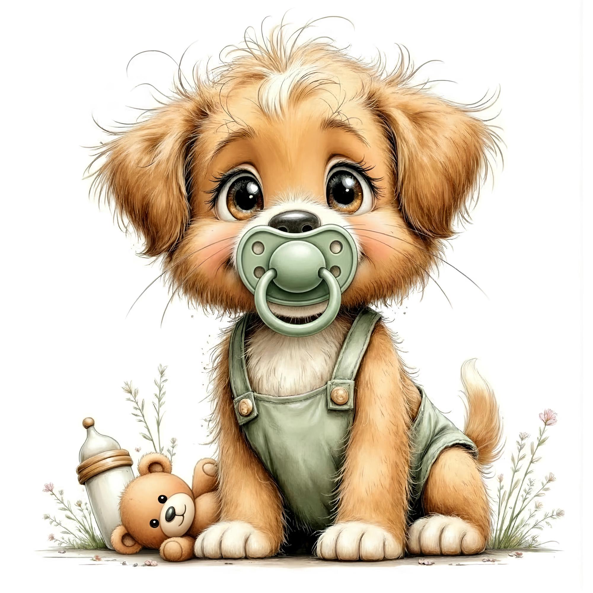 Baby Puppy Clipart Bundle – 20 Cute Watercolor Dog Illustrations With ...
