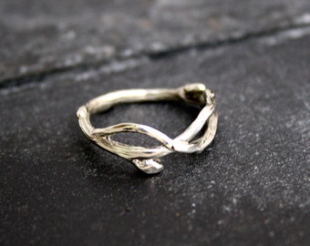 Sterling silver Infinity branch organic twig wedding bands engagement ring, twig ring, branch band, organic wedding, rustic wedding, natural