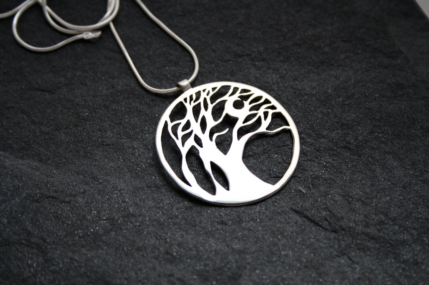 Wind Swept Trees With Crescent Moon Sterling Silver Pendant - Etsy Canada