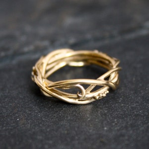 14Kt Yellow Gold Elvin Flow Organic Whimsical Engagement Ring Wedding Band, organic band, twig rings, vine ring, goddess ring, branch ring