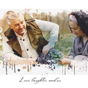 Custom Watercolor Couple Portrait from photo, Anniversary gift, digital or printed, Personalized Art for couple,
