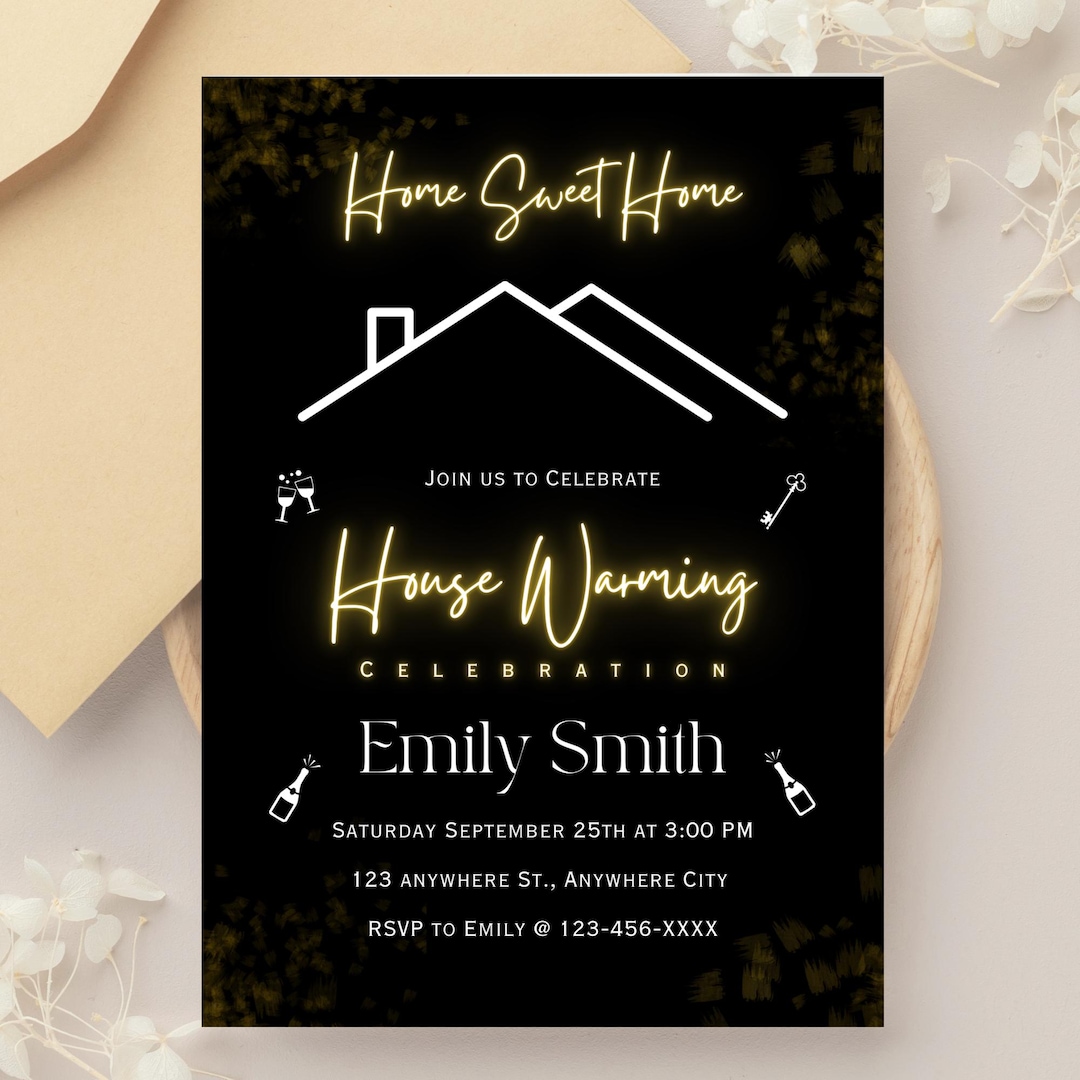 Housewarming Party Invitation - Custom Printable, Modern Design ...