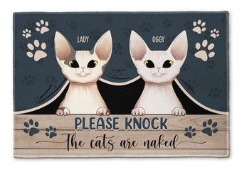 Personalized Doormat | Please Knock The Pets Are Naked|Custom Pet Mat | Home Decor | Dog Cat Lover Gift | Funny Welcome Mat | Pet Lover Gift