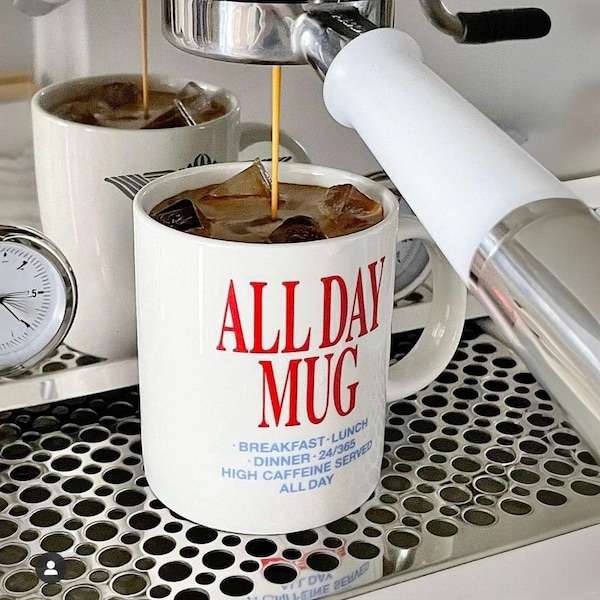 All Day Mug, White, Large, Durable Office Mug With Text