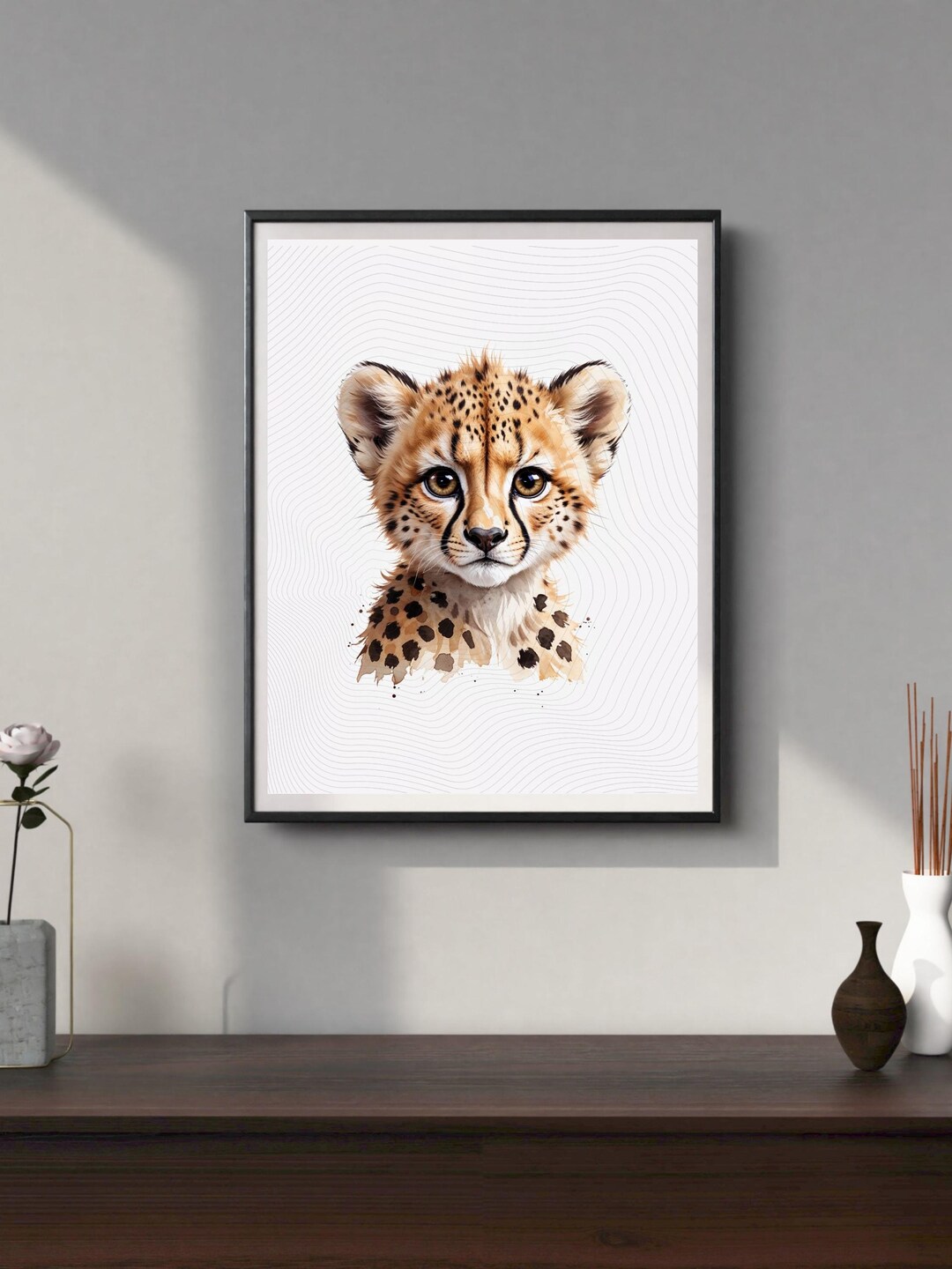 Cub Prints Watercolor Cheetah Cub Wall Art Safari Nursery Print Jungle Baby Room ...