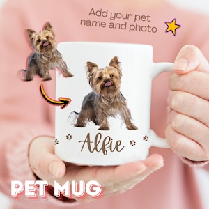 Personalized Pet Mug with Your Pet&#39;s Photo and Name, Custom Pet Coffee Cup 11 & 15 oz, Perfect Gift for Dog Moms, Cat Dads and Pet Lovers