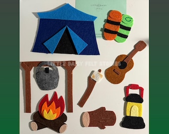 A Camping We Will Go Felt Story for Preschool Circle Time and Outdoor-Themed Activities, Camping flannel board story, Toddler felt Hand Toy