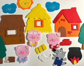 Three Little Pigs Handmade Felt Board story, Early Learning Storytime Resource for Home and Classroom, Interactive storytelling for toddlers