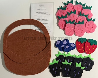 Picked a strawberry song Felt Story, picnic flannel story, fruit felt, preschool teacher resource, circle time material, counting practice