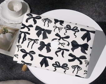 Classic Black Bow Cover Case For MacBook Air 11/13/15,MacBook Pro 13/14/15/16, MacBook 12&#39; A2338, A2681, A2337, for Apple Laptop 2025