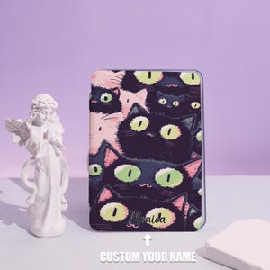 Cat Eyes Galore Personalised Case Cover for Kindle Paperwhite 12th 2024 7&#39;&#39;, Kindle 11th,Colorsoft. Gift for Book Lovers him and her.