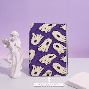 Purple Ghost Personalised Case Cover for Kindle Paperwhite 12th 2024 7&#39;&#39;, Kindle 11th,Colorsoft. Gift for Book Lovers him and her.