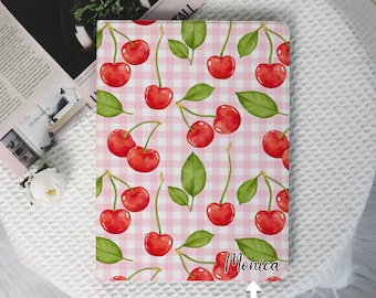 Cute Cherry Pink Check Cover Case For Apple iPad Air 2 3 4 5 iPad pro 11 iPad mini 6/4th/5,7,8,9,12.9,10.2,iPad cover iPad 2022 2021 Case