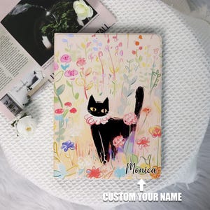 Niedliche schwarze Katze Blumen Abdeckung Fall für Apple iPad Air 3 4 5 iPad pro 11 iPad mini 6/4