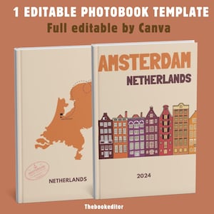 AMSTERDAM photo book album template Assouline style 100% customizable on Canva | Coffee table decoration