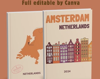 AMSTERDAM photo book album template Assouline style 100% customizable on Canva | Coffee table decoration