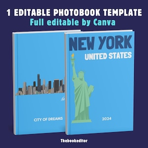NEW YORK photo book album template Assouline style 100% customizable on Canva | Coffee table decoration