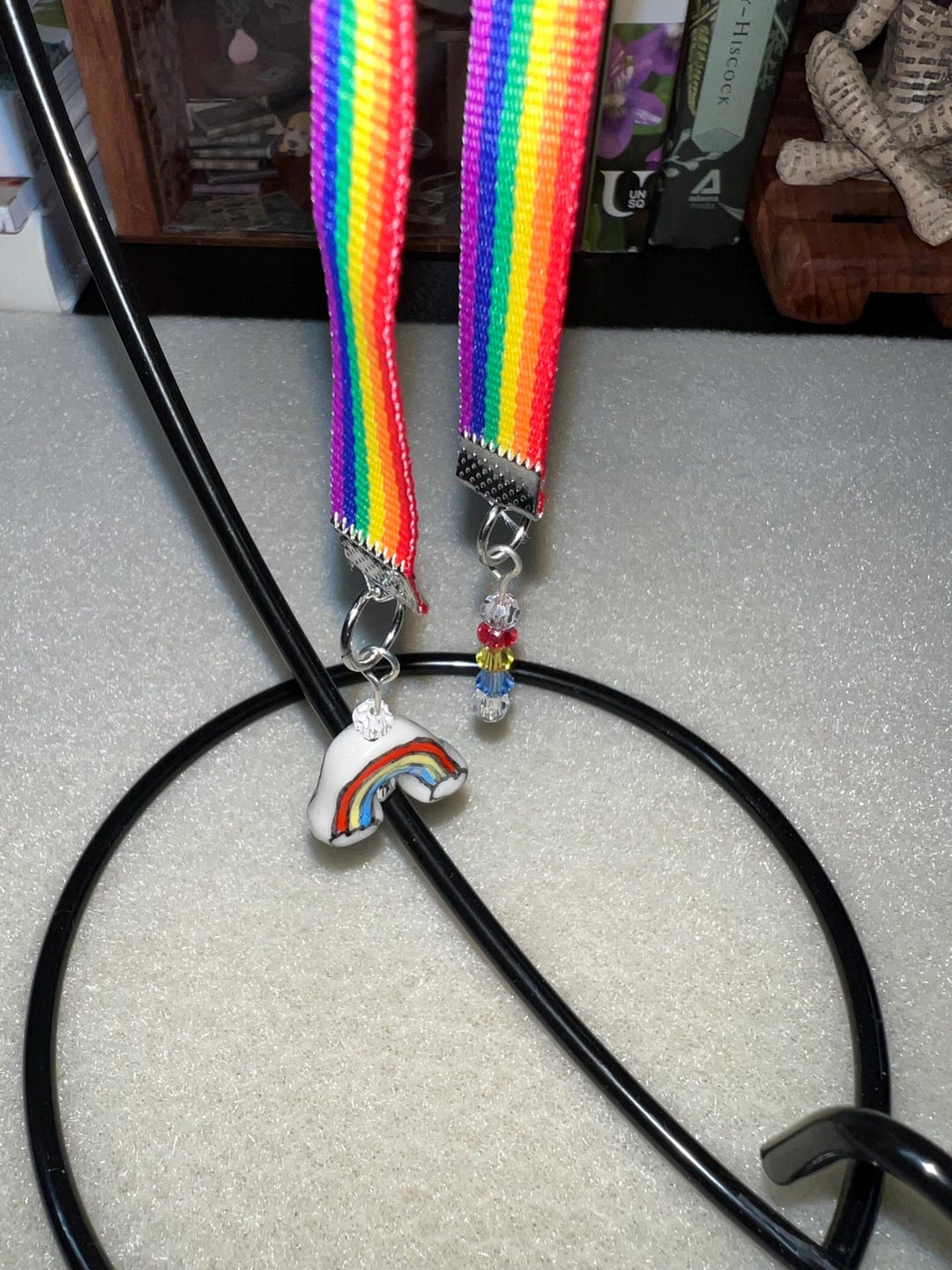 Ribbon Bookmark - Rainbow Ribbon With Rainbow Dangle - Etsy