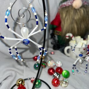 Christmas Spider - Blue and pearl spider