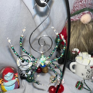 Christmas Spider - Green, blue, and silver spider, small
