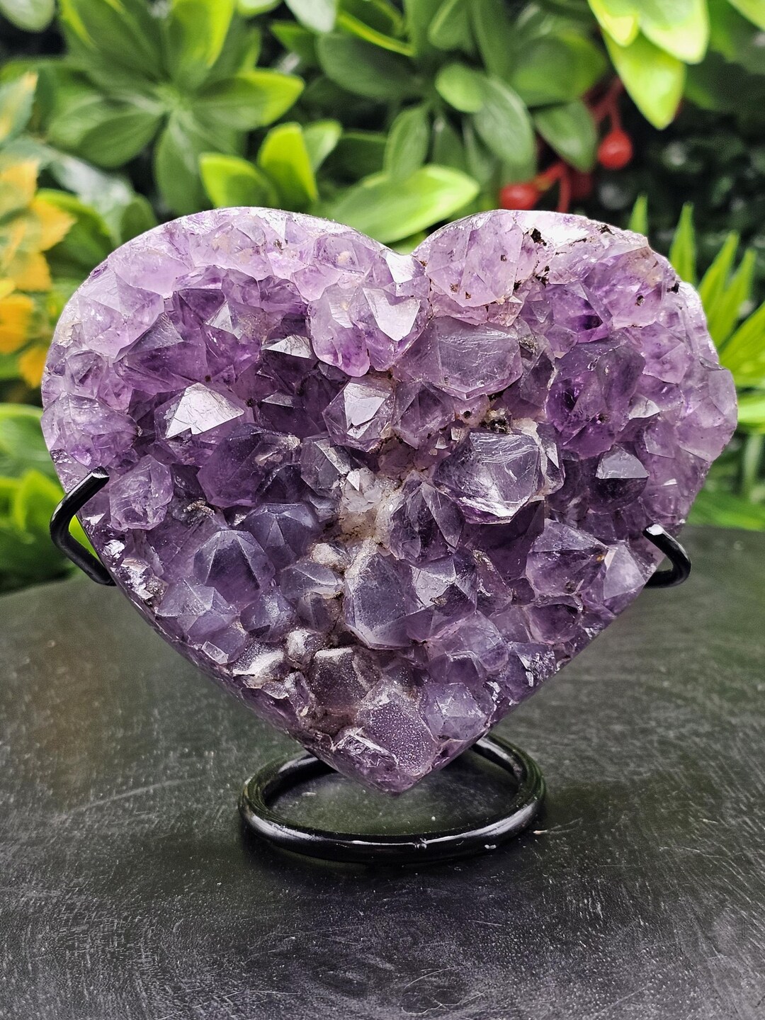 Amethyst Crystal Heart on Stand With Sugar Finish Etsy