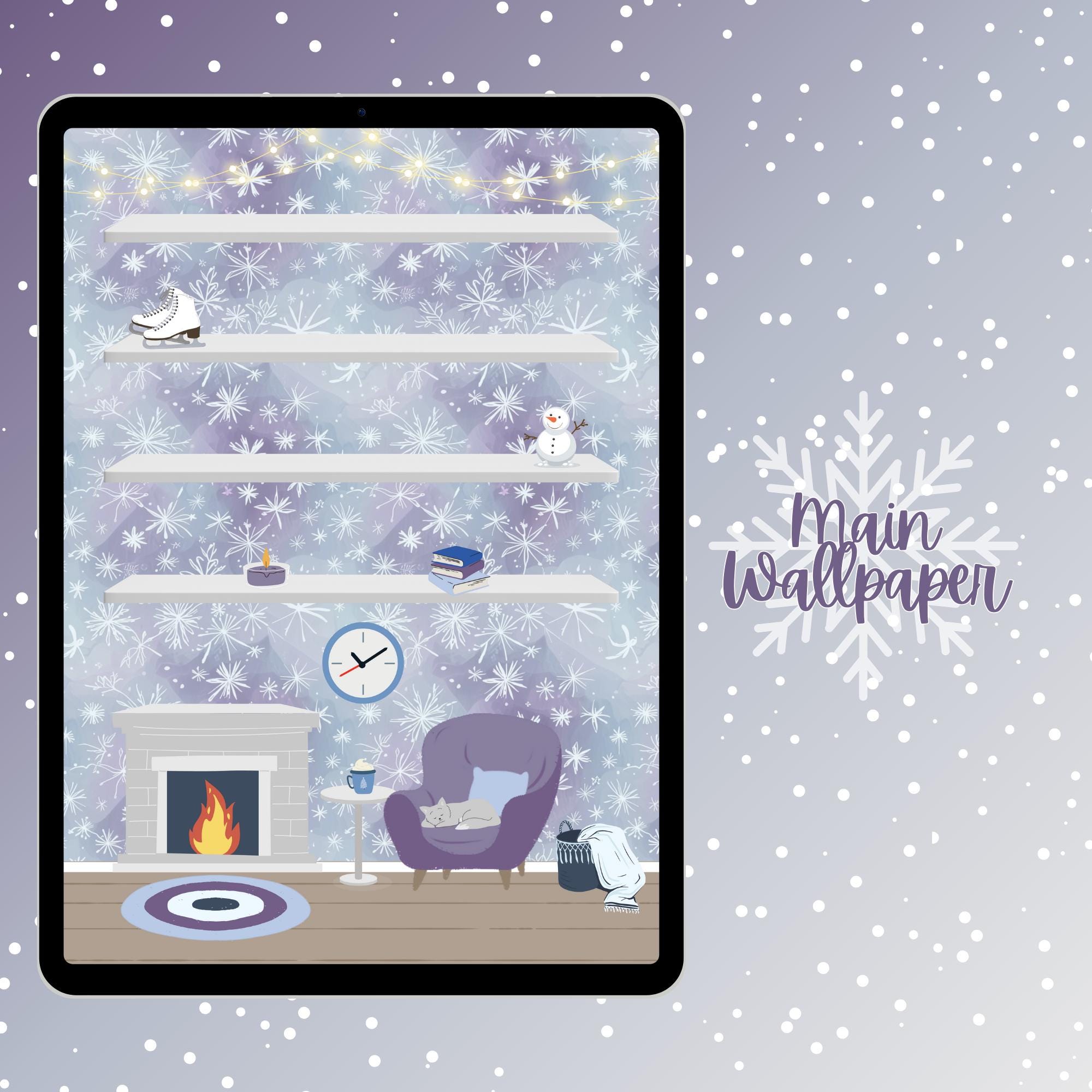 Cozy Winter iPad Bookshelf Background - Thumbnail 2