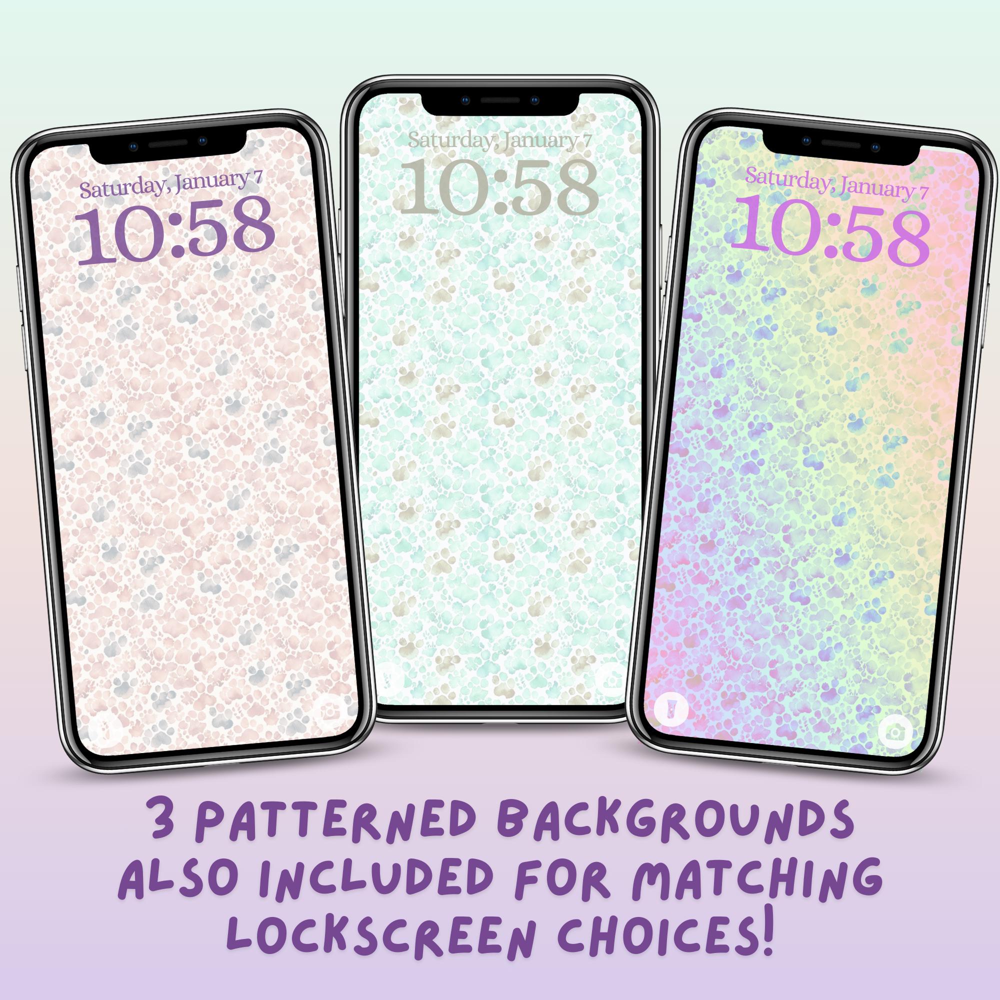 Cat Lover’s Pastel Rainbow iPhone Bookshelf Backgrounds & Matching Lockscreens - Thumbnail 4