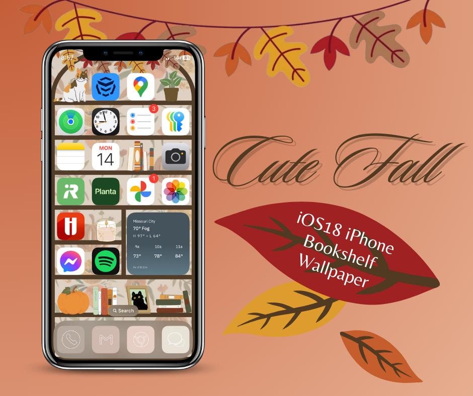 Fall Cats iPhone Bookshelf Backgrounds