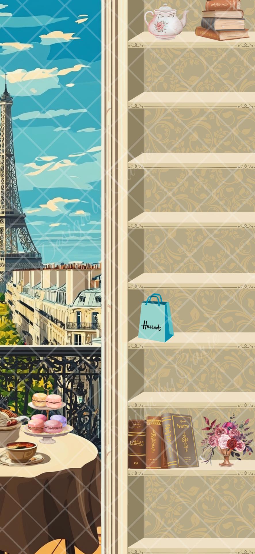 Afternoon Tea in Paris - iPhone Bookshelf Backgrounds with Matching Eiffel Tower Lockscreen - Thumbnail 5