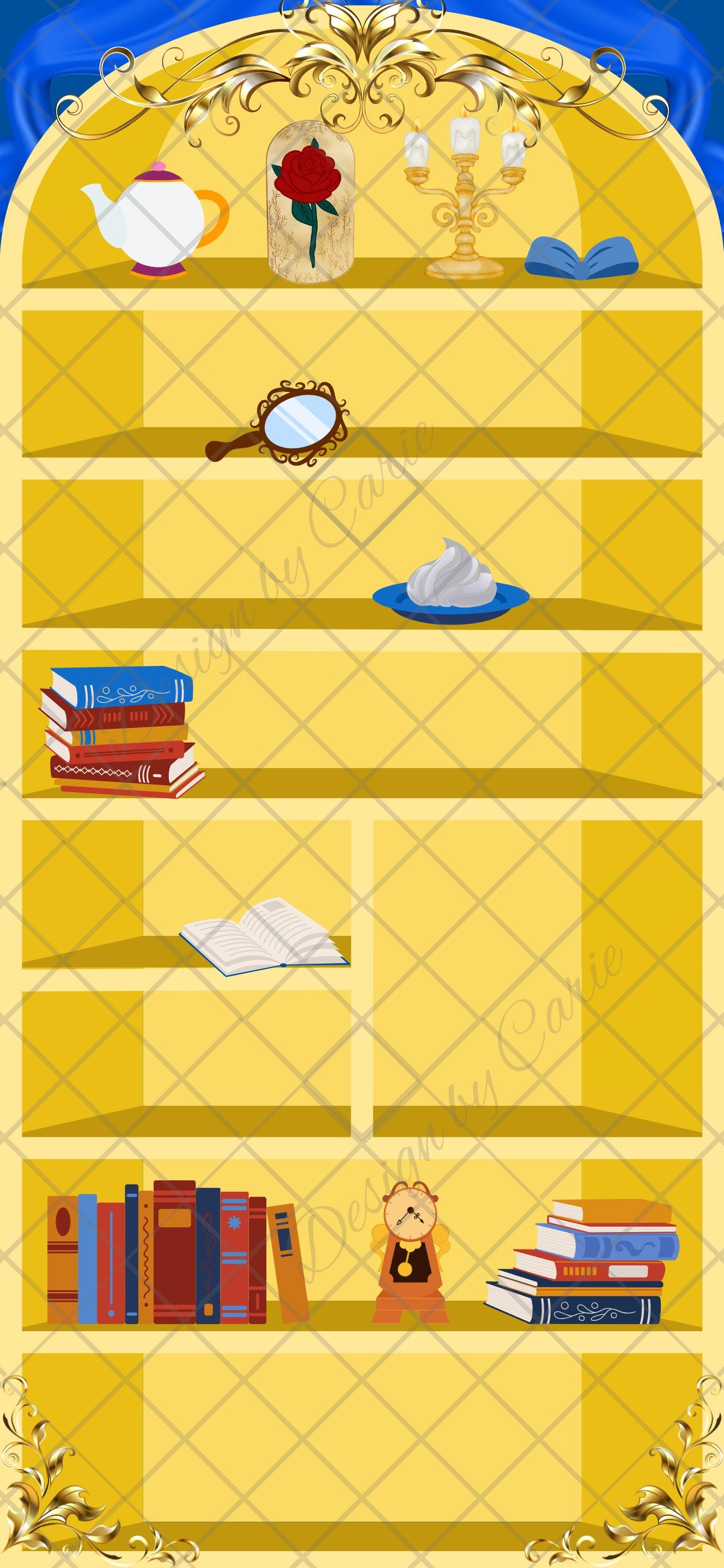 Beauty and the Beast iPhone iOS 18 Bookshelf Backgrounds & Lockscreen Set - Thumbnail 6