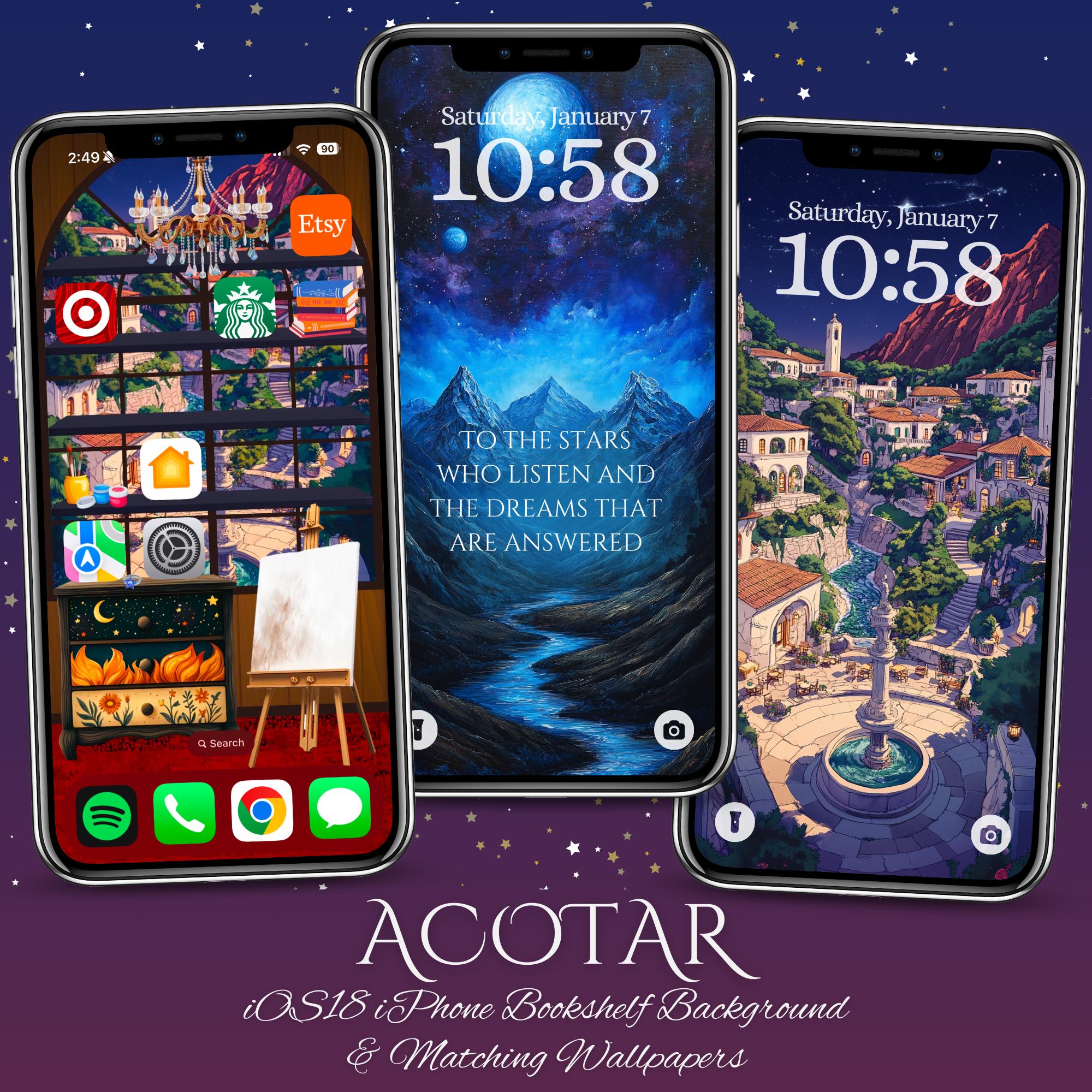 ACOTAR iPhone Bookshelf Backgrounds - Image 1