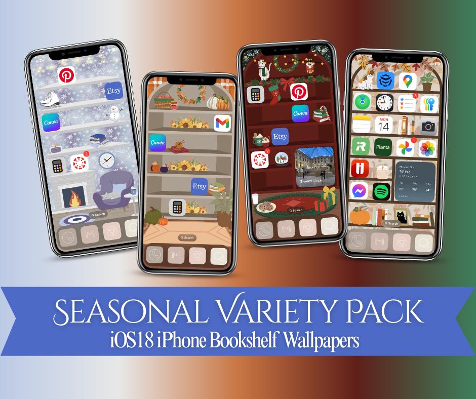 Seasonal iPhone Bookshelf Backgrounds