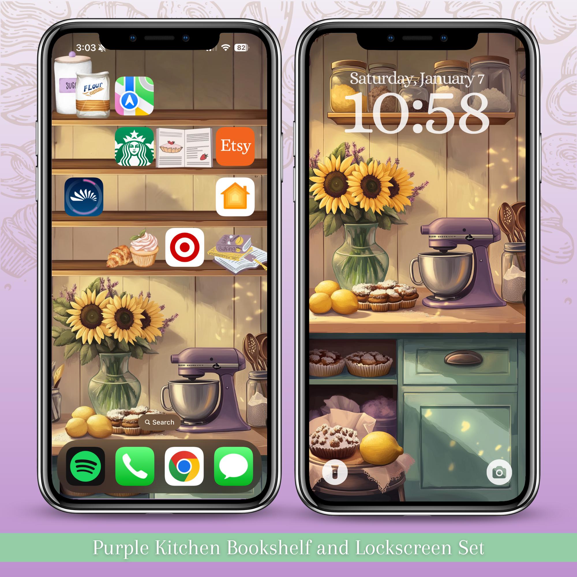 Classic Bakery iPhone iOS18 Bookshelf Backgrounds & Matching Lockscreens - Thumbnail 3