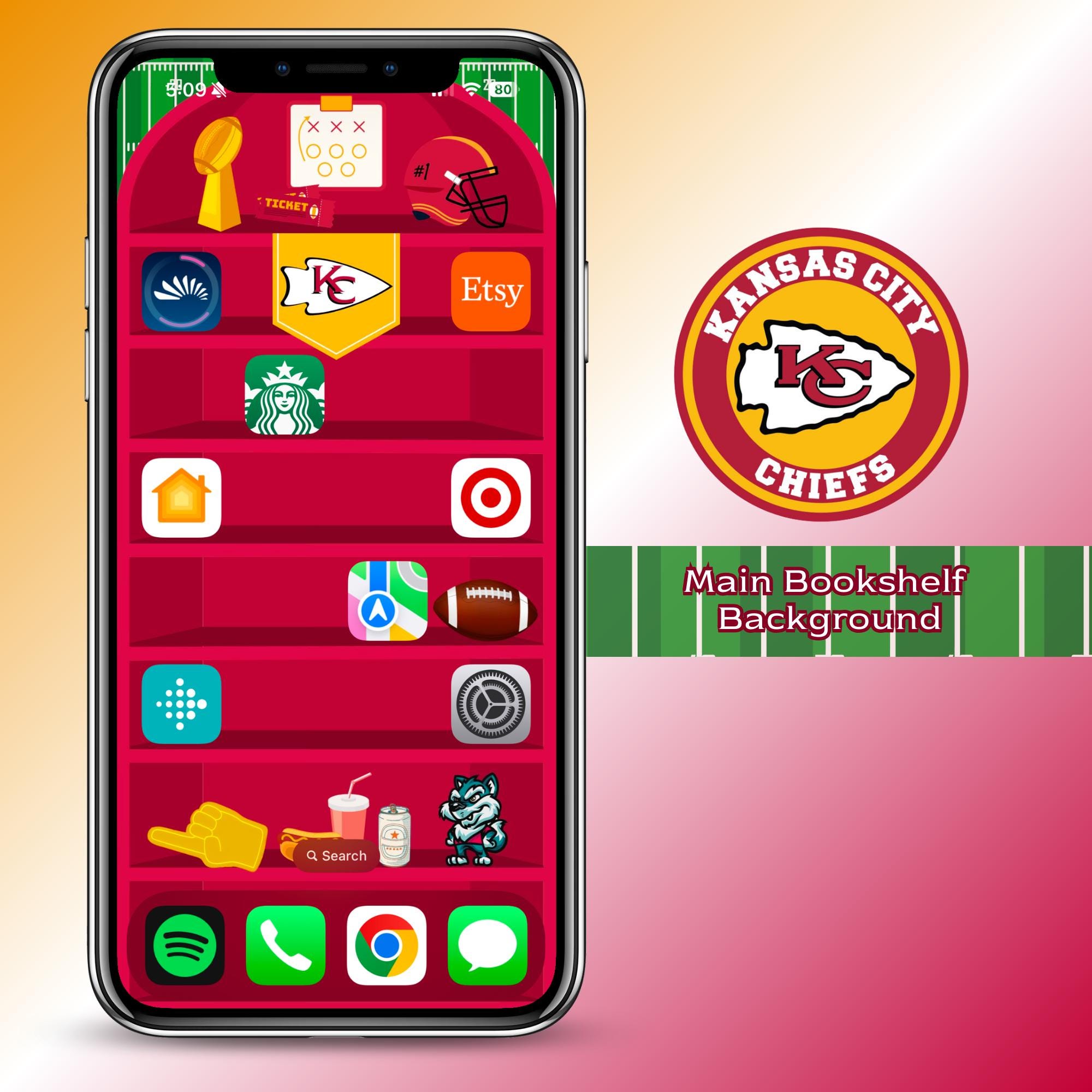KC Chiefs iPhone Bookshelf Backgrounds - Thumbnail 2