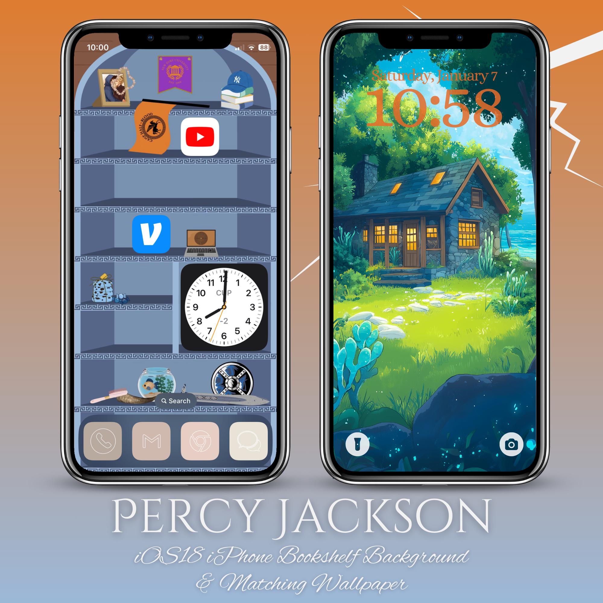 Percy Jackson Phone Bookshelf Background - Image 1
