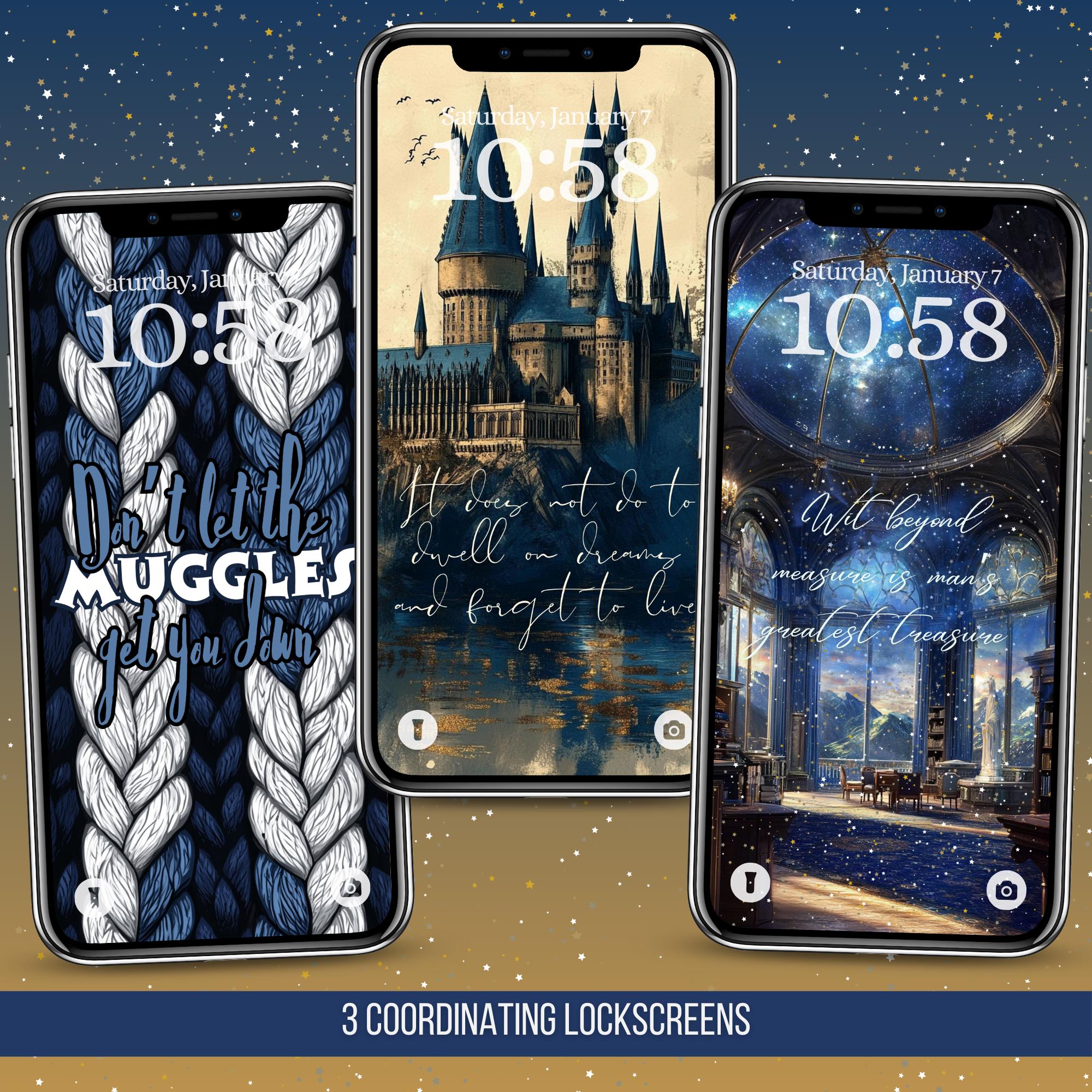Ravenclaw Harry Potter Bookshelf Background for iPhone & Matching Book Quote Lockscreens - Thumbnail 3